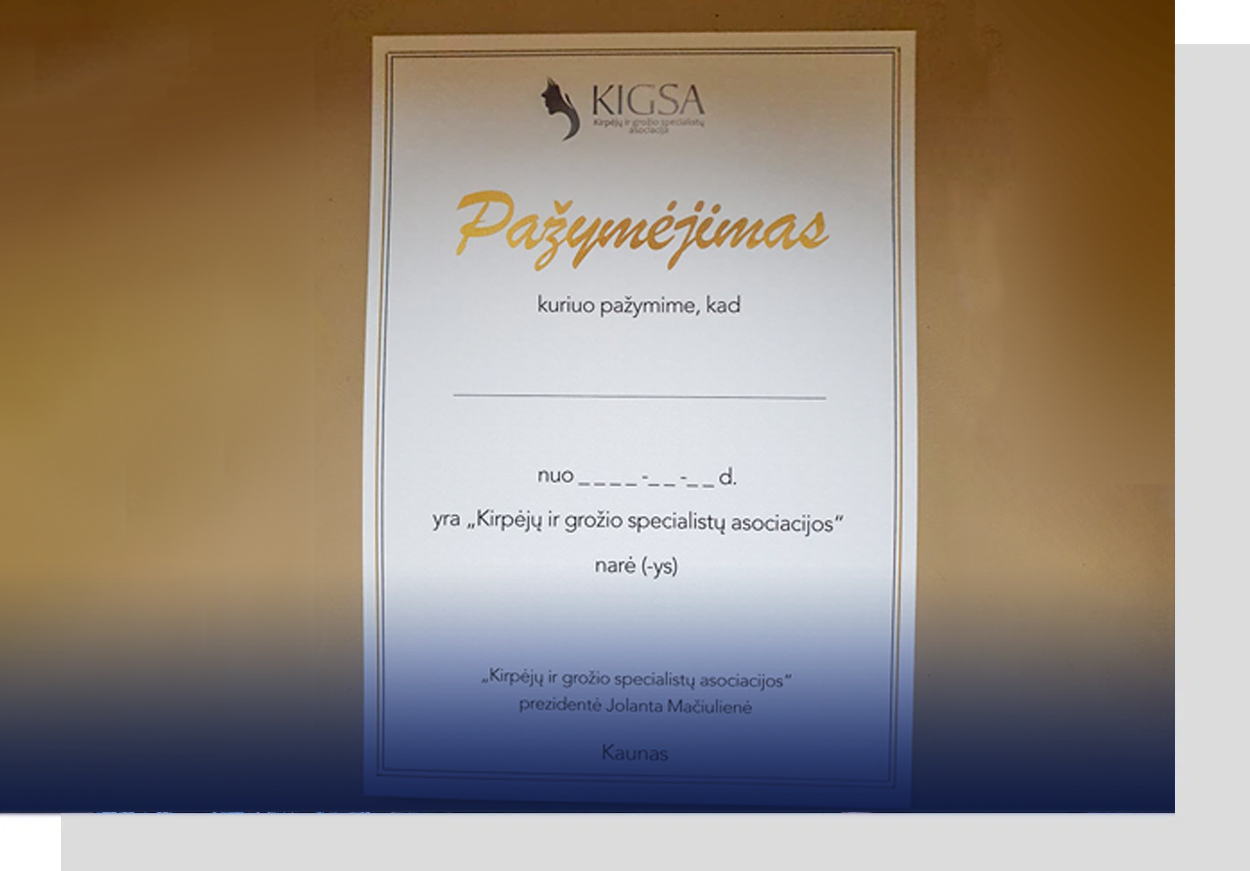 KIGSA pažymėjimas